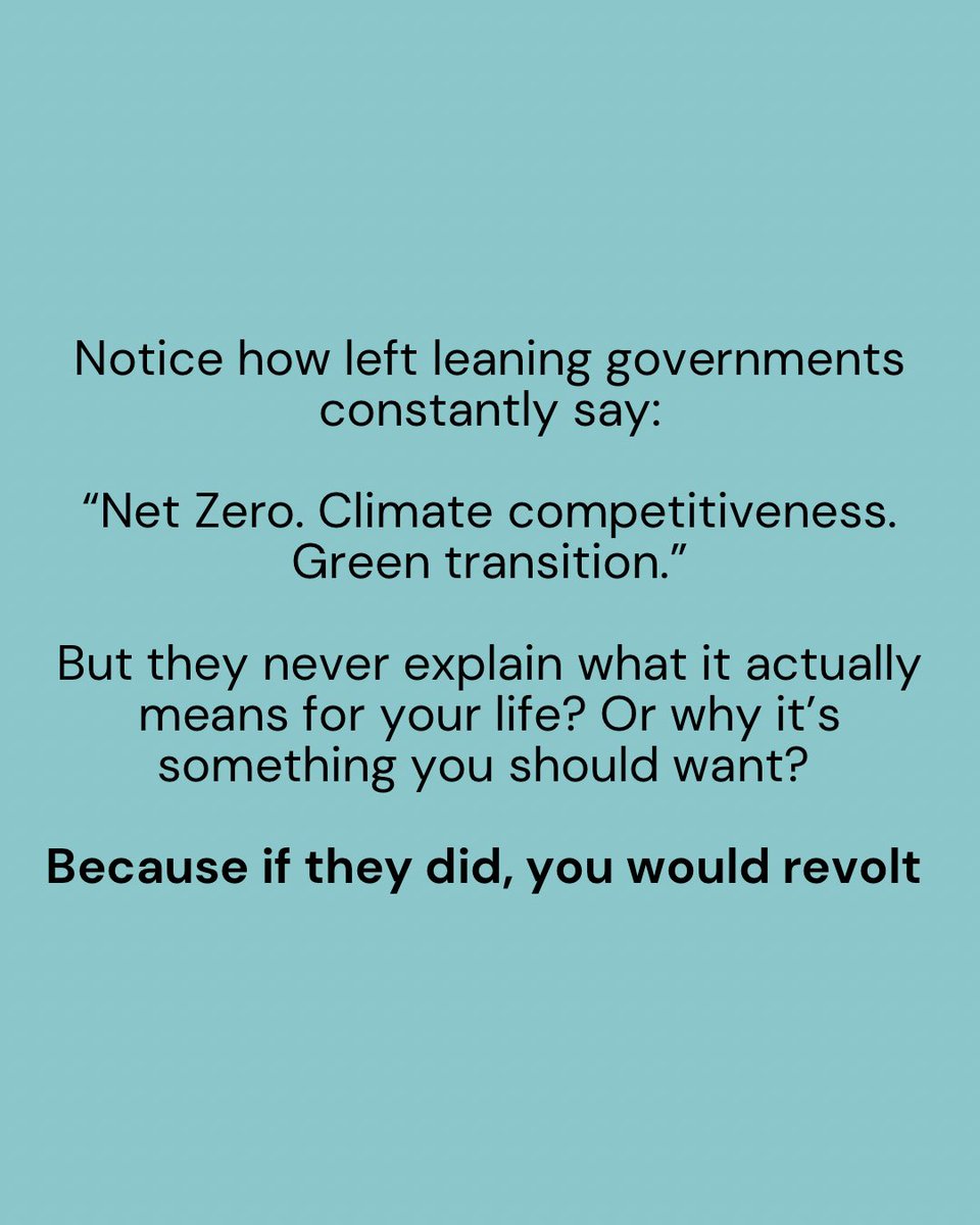 JasminLaine_'s tweet image. They never explain what “net zero” actually looks like, because if they did, nobody would agree to it.

Net Zero isn’t a climate plan.
It’s a downgrade—in energy, in comfort, in freedom. For you. Not for them.

Just look at the countries ahead of us:

🇮🇪 Ireland — Government…
