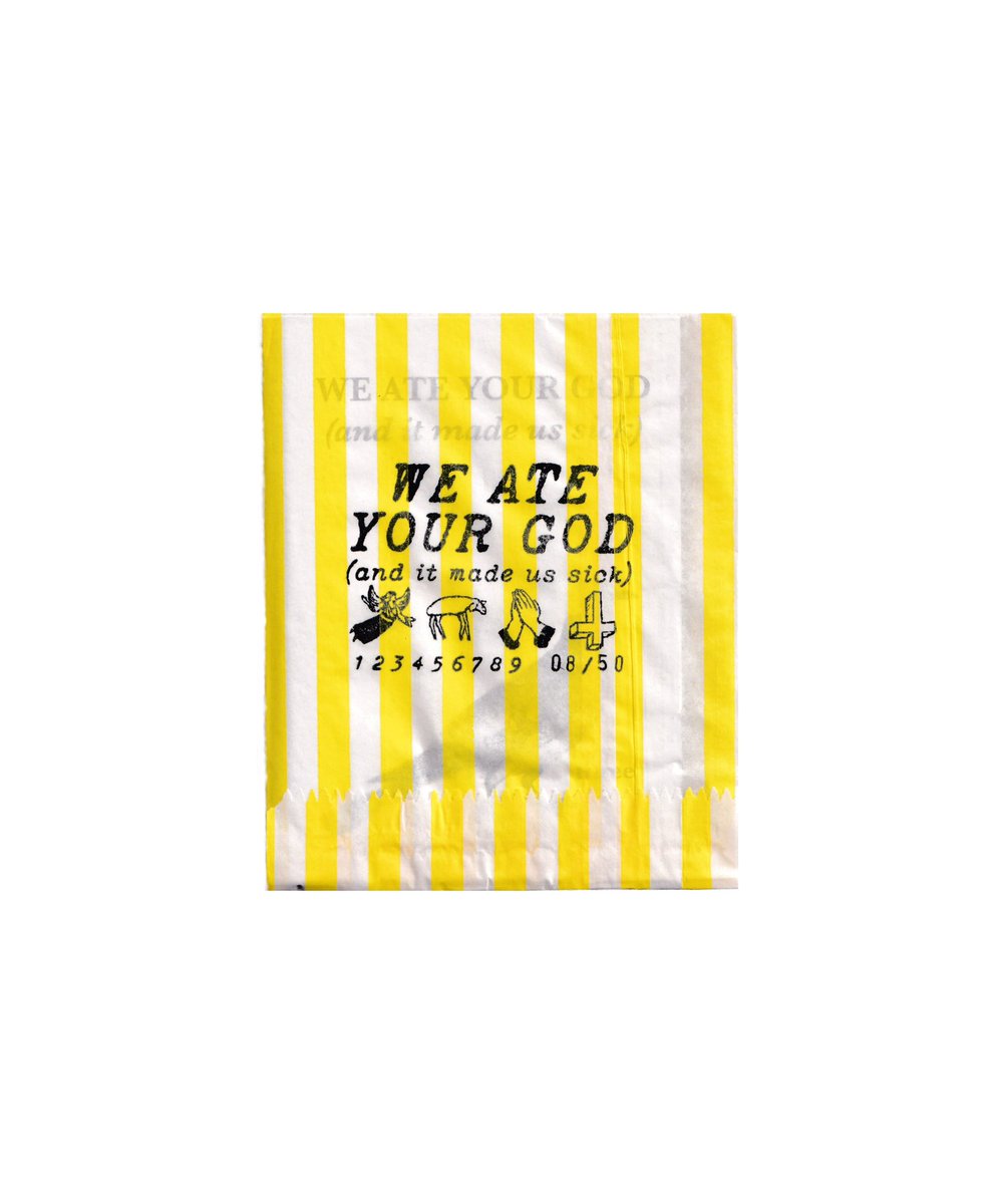 theversionlayer's tweet image. WE ATE YOUR GOD (and it made us sick) issues 1, 2 &amp;amp; 3. 

Songs that have burrowed their way into my soul over the years get processed through my weird brain, these are the results.