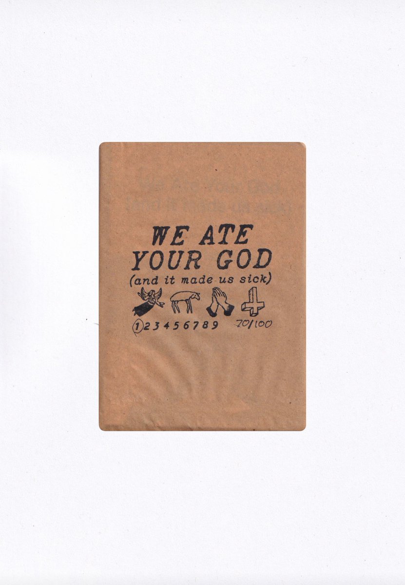 theversionlayer's tweet image. WE ATE YOUR GOD (and it made us sick) issues 1, 2 &amp;amp; 3. 

Songs that have burrowed their way into my soul over the years get processed through my weird brain, these are the results.