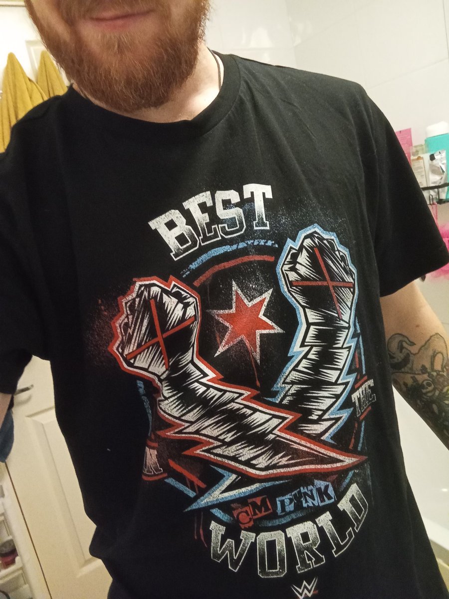 Christoffmitch's tweet photo. Ready for @WWE #SurvivorSeries tonight with my first ever @CMPunk shirt! #TeamPunk https://t.co/OPrd6uK9Sn