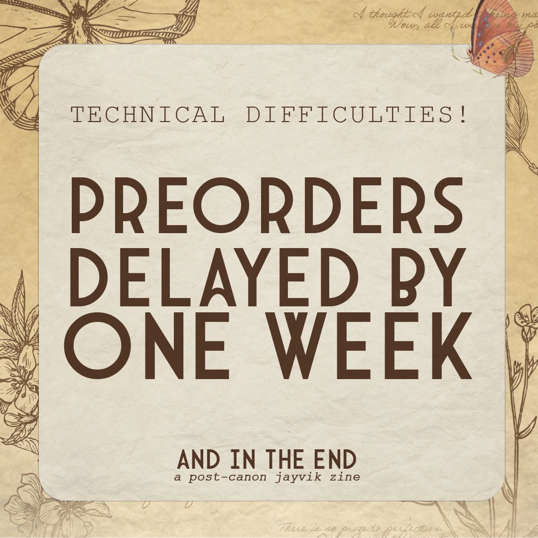 🌼PREORDERS DELAYED ONE WEEK🌸

Be sure to update your calendars—preorders will open Saturday, December 6th instead.

We're experiencing some technical difficulties and are taking the week to resolve them to ensure the preorder period goes smoothly.

Thank you for your patience!