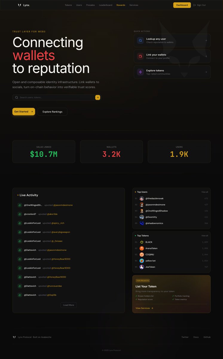 0xpl3b's tweet image. Full UI overhaul complete. New design system live across all @LynxGraph pages - cleaner cards, better mobile layouts, brand-aligned colors throughout. 
 
Go explore for yourself:
lynx.tech