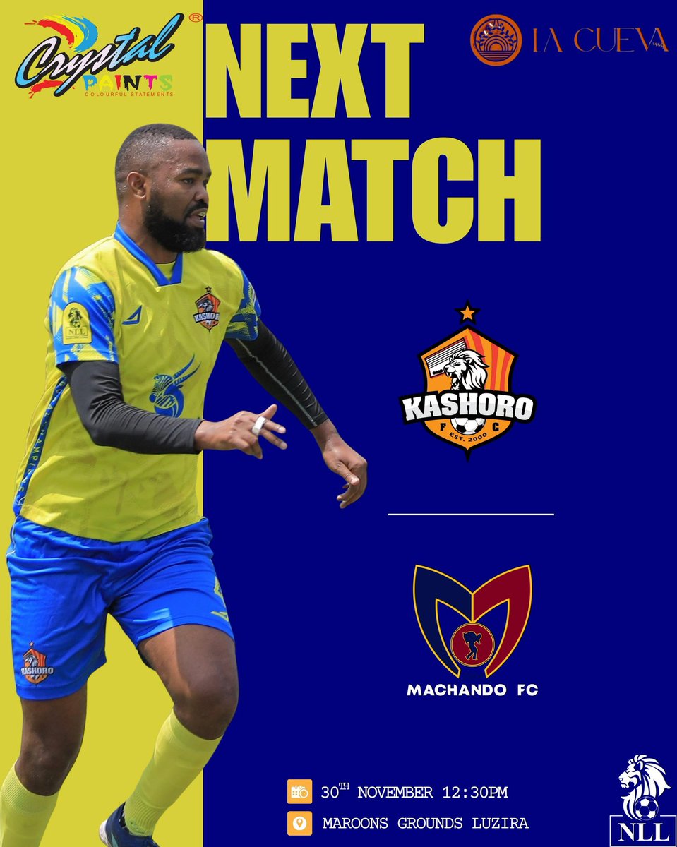 Kashoro_FC's tweet photo. We’re back in action tomorrow against the Merchants @Machando04.

🏟️Maroons Grounds Luzira 
⏰12:30PM

In partnership with @lacuevakla || @HurraUganda 

#NLLXVI
#NLLAtHome https://t.co/BmZgmj0yry