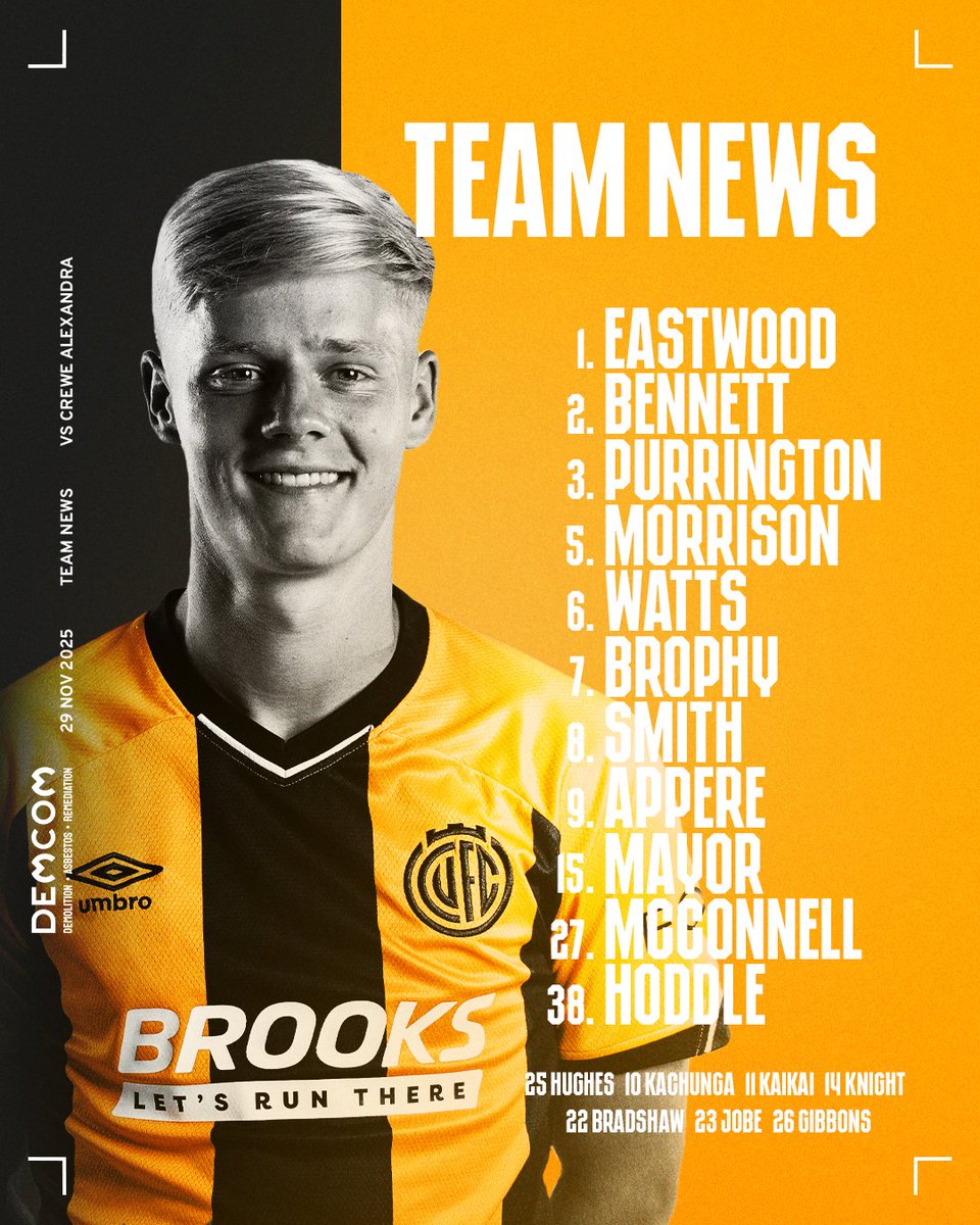 TEAM NEWS! 🚨

George Hoddle comes in to make his full league debut, whilst Purrington also returns to the XI.

#CamUTD | demcom.co.uk