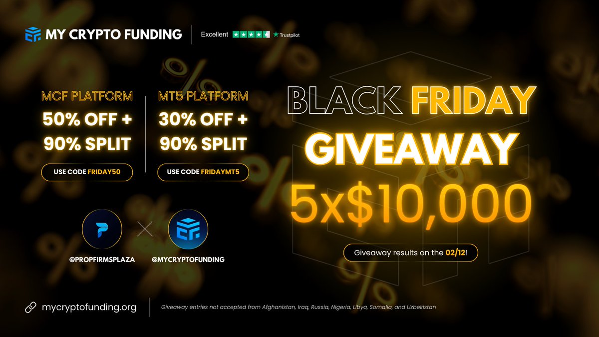 5 × $10,000 challenges giveaway 🚀 
In partnership with <a href="/MyCryptoFunding/">My Crypto Funding</a> 🔥

🎁 5 × $10,000 Giveaway 🎁

1️⃣ Follow <a href="/MyCryptoFunding/">My Crypto Funding</a> , <a href="/muthaiah4x/">𝗭𝝨𝗡𝗜𝗧𝗦𝗨 🔱</a> &amp; <a href="/propfirmsplaza/">Prop Firms Plaza</a>  
2️⃣ Like, Retweet &amp; Tag 3 friends
3️⃣ Join our discord (Link in bio)

Winners will be announced In 5 days⏳