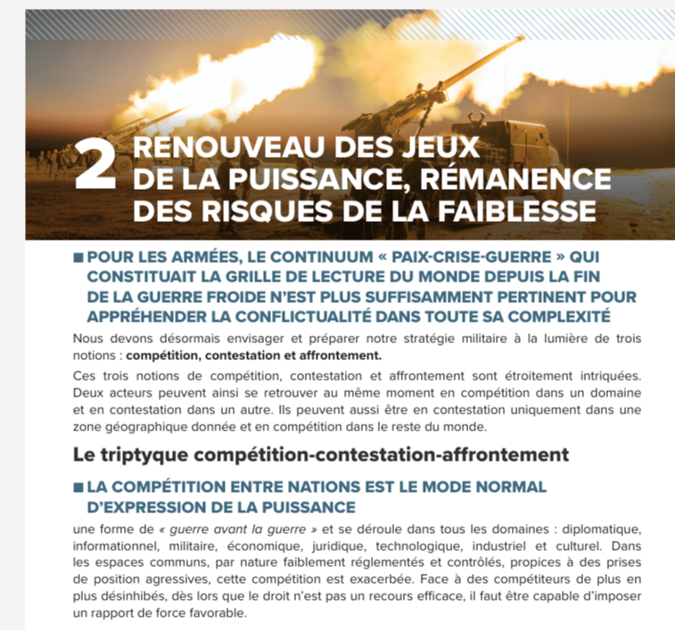 JohnnyRamone91's tweet image. En fait on est entré dans un système de confrontation/contestation qui repose sur l&apos;influence, l&apos;ingérence, la conflictualité sur des champs non physiques : cyber, communicationnel, politique, diplomatique. Les trois niveau de conflictualité : compétition, contestation,…