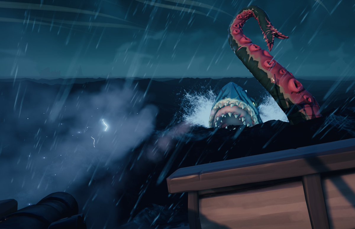 A Storm of Monsters and Fire ⚡️

Contest theme : stormy seas

#SoTShot 
<a href="/SeaOfThieves/">Sea of Thieves</a> 
#seaofthieves