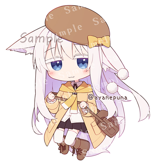 C107で頒布予定のシオちゃんアクキーのイラスト(表)です🦊 