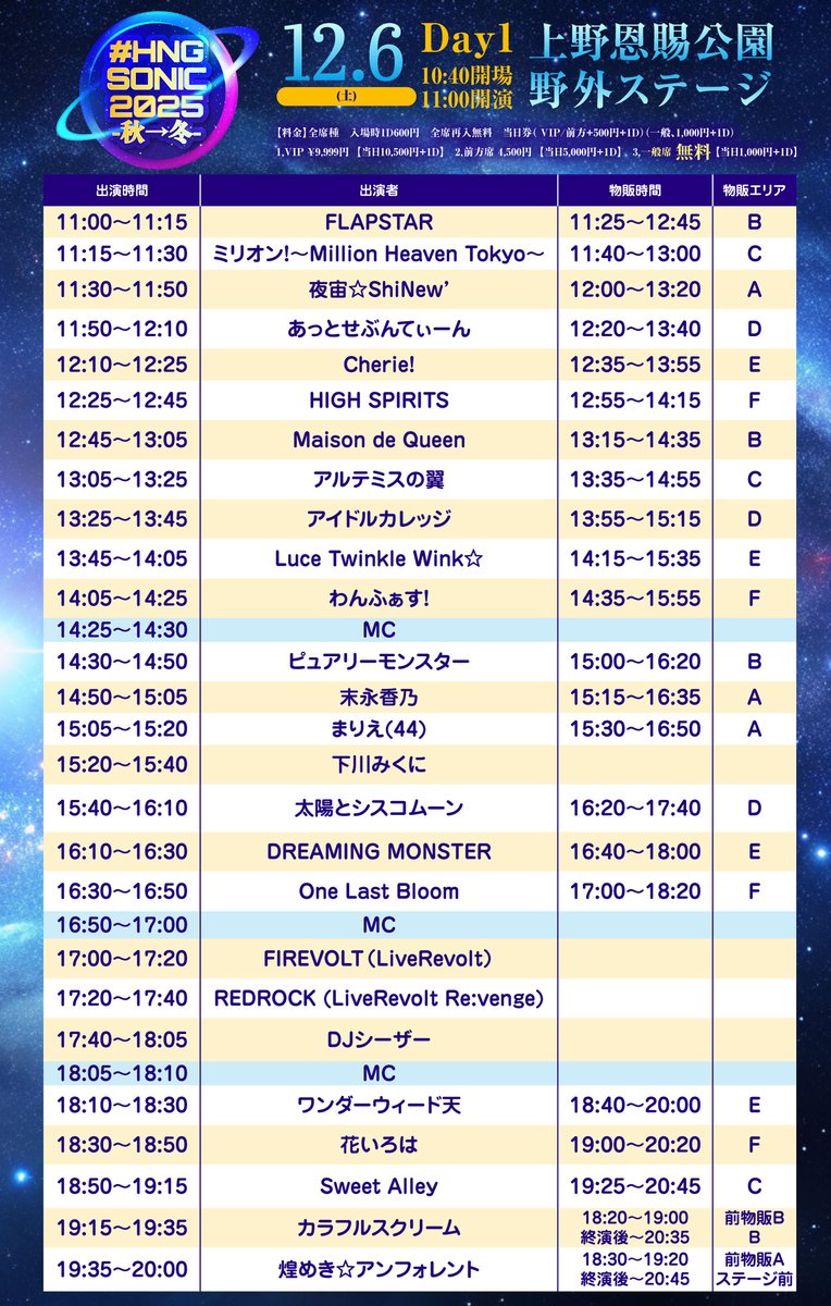 HngSonic's tweet image. 🚨チケットプレゼント企画 第2弾🚨

💫12/6(土)&amp;amp;12/7(日)
🚀 #HNGSONIC2025 -秋→冬-🚀
📍上野野外音楽堂

こちらをフォロー&amp;amp;RTで
🎊前方席チケット🎊
🎁3名様プレゼント🎁

🎟 t-dv.com/HNGSONIC2025

(12/4(木)21:00〆)

#プレゼント企画