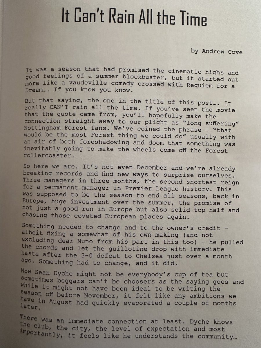Any <a href="/NFFC/">Nottingham Forest</a> fans who want a bit more #NFFC content that you get on here or even via a pod should pay £3 for ⁦<a href="/ohmistrolling/">Oh Mist Rolling In Fanzine</a>⁩ fanzine. Latest one has ⁦<a href="/redfothers/">Simon Fotheringham</a>⁩ <a href="/georgeedwards05/">George Edwards</a> ⁦<a href="/TheGrandMadness/">Andrew Cove</a>⁩ &amp; many more including my reflections on dad &amp; lad away days.