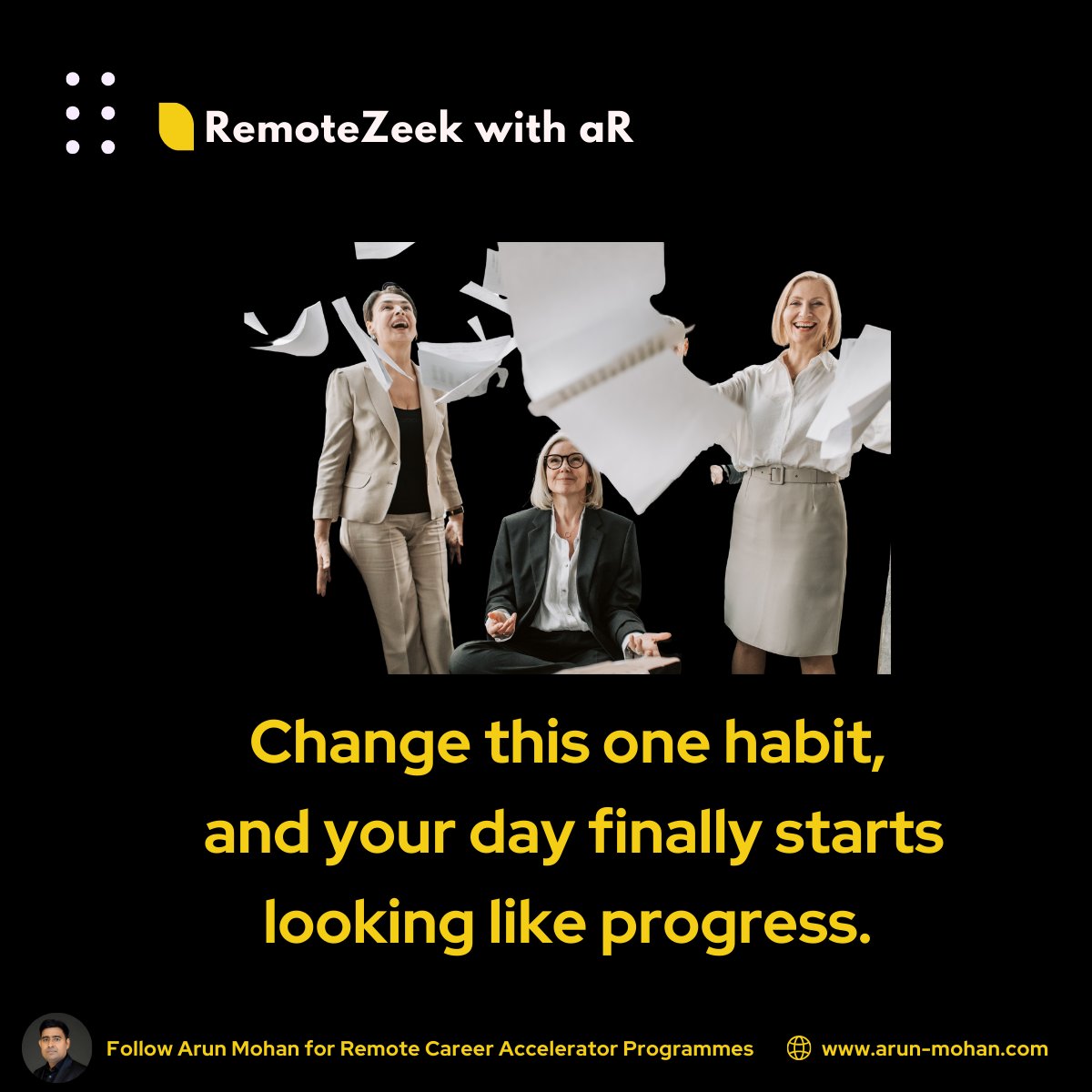 arrunmohan's tweet photo. Fix this habit, and your days stop feeling busy… and start feeling meaningful.

#ArunMohan #RemoteWork #RemoteCareers #RemoteJobs #RemoteZeek #RemoteCareerAcceleratorProgram #aR4Remote #RemoteReady #RemoteWork #Productivity #CareerAdvice #WorkFromHome #DailyHabits #HighPerformance #RemoteCareers