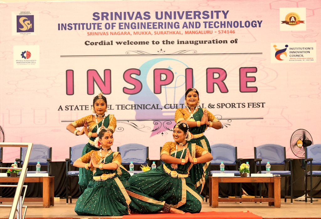 SUIET_Mukka's tweet photo. Dr. A. Srinivas Rao, Hon’ble Pro-Chancellor #SrinivasUniversity, presided over the program. Dr K Satyanarayana Reddy (Vice-Chancellor), Dr. Anil Kumar (Registrar), Dr @RKHEGDE2 (Dean #SUIETMukka) & Prof. Vishwas C. Shetty (Convenor of #Inspire2025) were present. (2/n) https://t.co/idjWslLpgJ