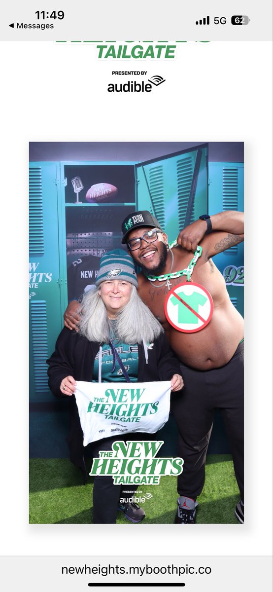 CSM4gunsafety's tweet photo. @newheightshow I knew he was gonna be a winner from his shirtless leading us waiting in line in an EAGLES cheer and irrepressible smile. Who is this mystery man? https://t.co/XXNYfVTPAD