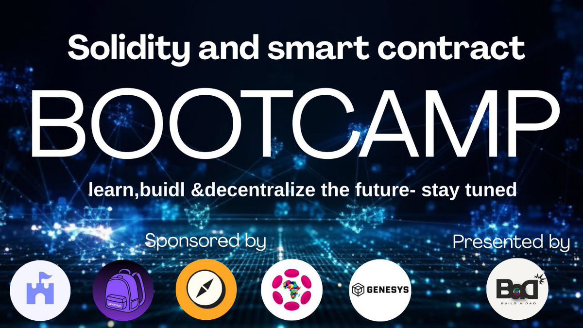BaDEthiopia's tweet image. 🔥 SOLIDITY &amp;amp; SMART CONTRACT BOOTCAMP IS HERE!
Beginner (In-Person) + Advanced (Virtual)

Build real smart contracts, deploy to testnet, and get hackathon-ready in 4 weeks. Powered by mentors from Polkadot Ethiopia, Base, Dev3Pack, BuidlGuidl, Genesys &amp;amp; more.