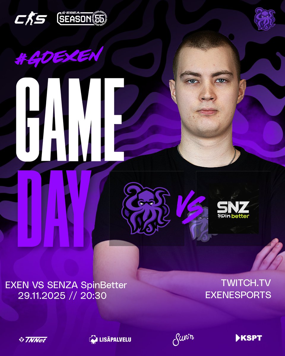 Pelipäivä! 💥 Tuuhan jännäämään lauantai-illan ratoksi EXENin Twitchiin 😎🤙

🆚: SENZA SpinBetter
⏰: 20:30
📺: twitch.tv/exenesports 

#goEXEN #esportsfi