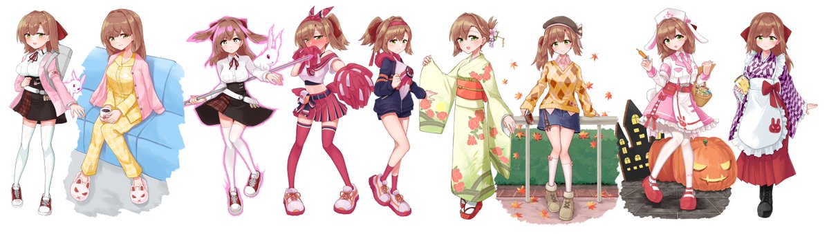 @ktm_wall 立ち絵は今こんな感じ。並べると楽しいな……。 