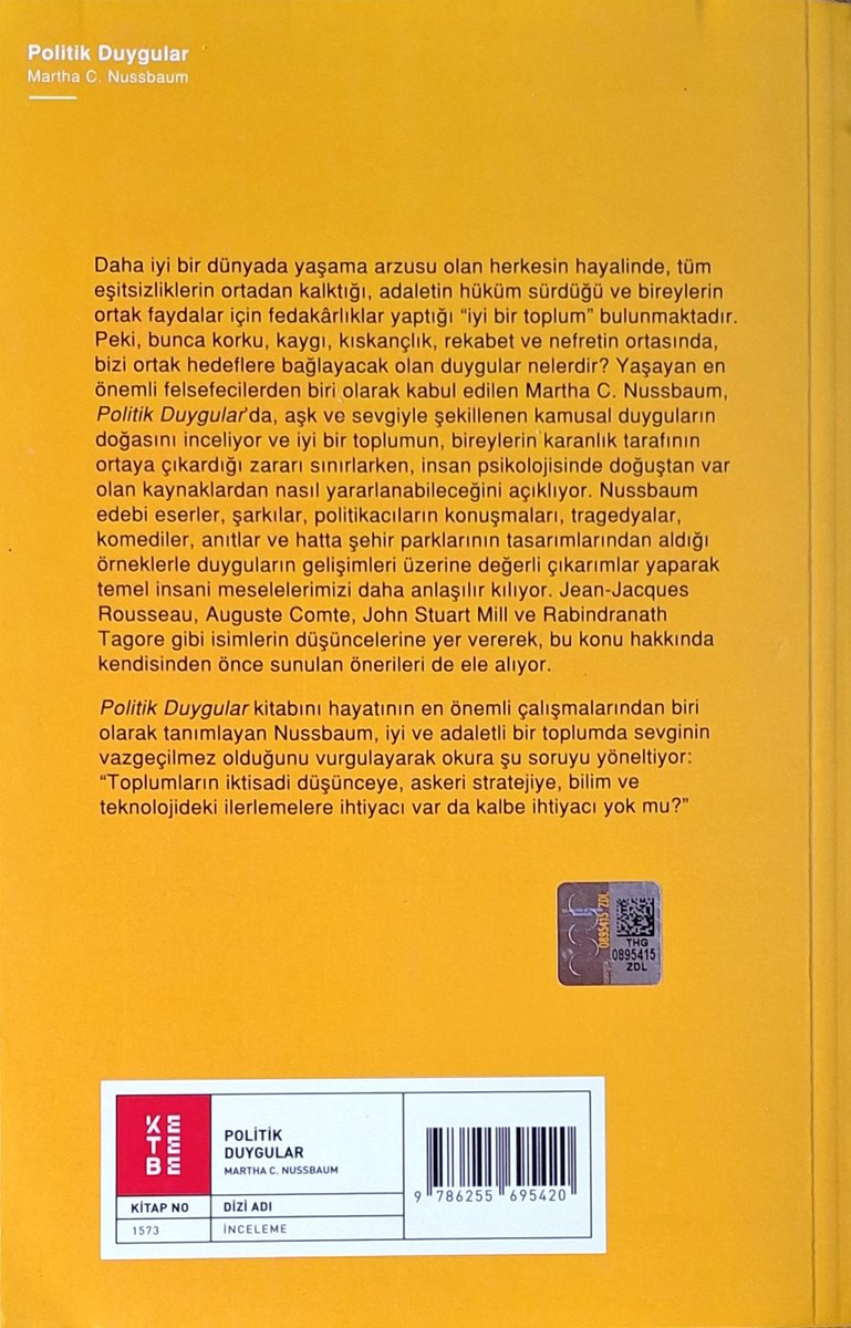 Günmüzün neo-Aristocu düşüncenin önde gelen siyaset felsefecilerinden Martha C. Nussbaum'un önemli eseri