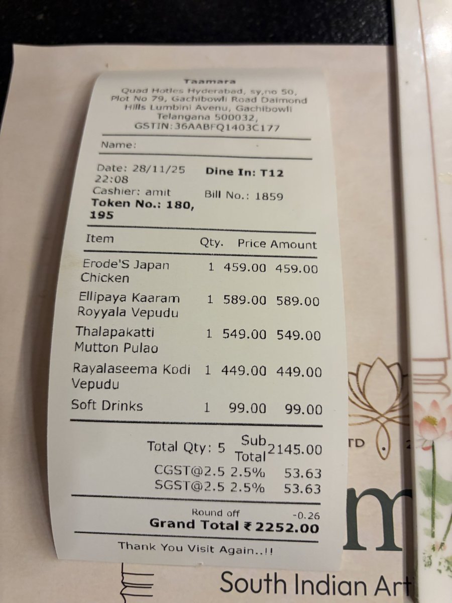 CinemaMadness24's tweet photo. Tried #Taamara restaurant last night.

Basically it’s a roof top restaurant with limited seating and great ambience. 👌🏻

Bad service. Food is bisket. Almost every item is served cold. 👎🏻

📍- Gachibowli, Hyd.

#CMFoodReviews https://t.co/TzLi6856XS