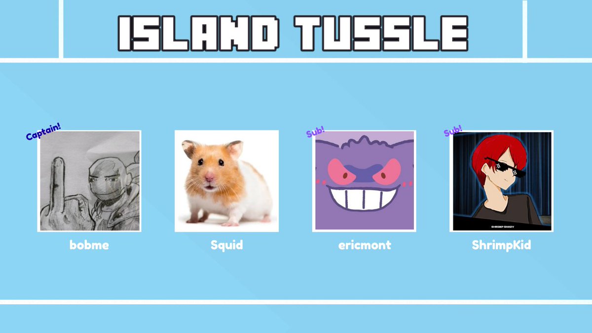 <a href="/ericmontfr/">ericmont</a> Subs in for CeleryLOL
<a href="/bobmeiam/">bob</a> is the new captain
<a href="/Shrimpkid_/">ShrimpKid_ hi</a> Subs in for Leo