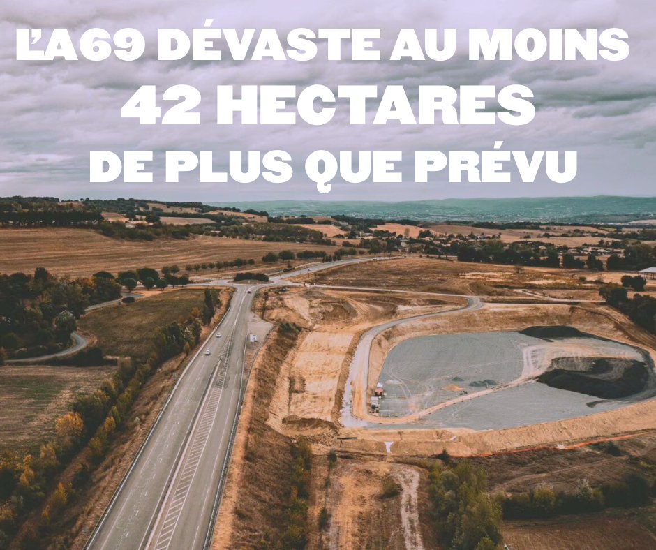 lessoulevements's tweet image. L&apos;A69 engloutit au moins 42 hectares de + que prévu et s&apos;enfonce dans les méthodes mafieuses.

Des dizaines d&apos;hectares dévastés par le chantier ne figurent pas dans le dossier d’autorisation environnementale. Des miliciens mis en examen et des juges acquis à l&apos;autoroute.

1/7🧶👇