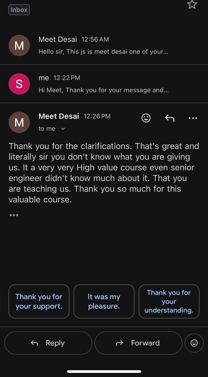 sandeepdev_code's tweet image. One of many emails I wake up to… ❤️

Truly humbling. 🙏