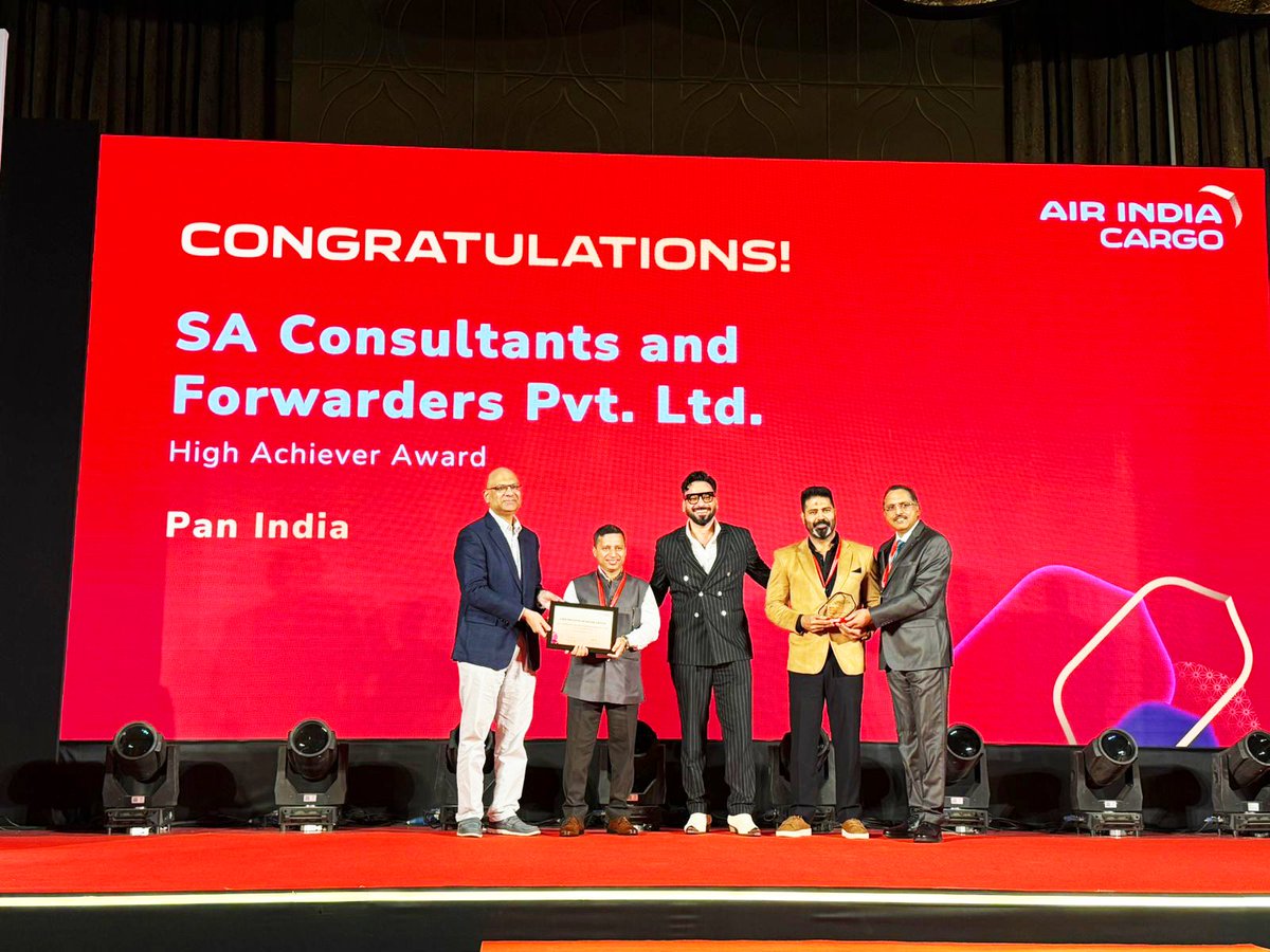 sacfpl's tweet photo. Honored to soar HIGHER!
Thrilled and proud to announce that S.A. Consultants &amp; Forwarders Pvt. Ltd. has been recognized with the High Achiever Award by Air India Cargo.
#awarded #recognition #cerificateofexcellence #achievement #neutralfreightforwarder #freightforwarding #sacfpl https://t.co/fEdhoVLjxM