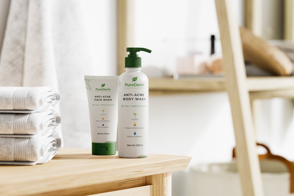 grafzygrove's tweet photo. Beauty on the outside, care on the inside! 
Our Pure Derm Anti-Acne Face Wash &amp; Body Wash comes in a thoughtfully designed label that’s as fresh and clean as the skin it nourishes. 

#designmeetsskincare #purederm  #labeldesign #label #bodywash #facewash #graphicdesign https://t.co/VOm0VUlemX