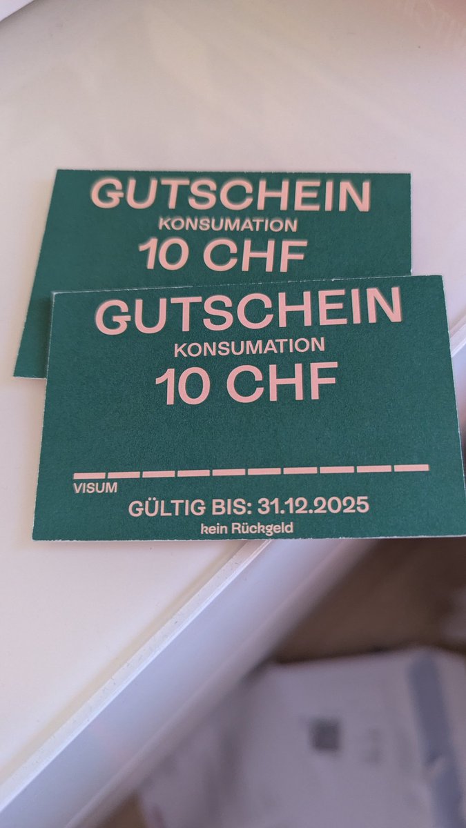 2x Gutschein im Wert von 10 Franken für eine Konsumation in der Bar im Kunsthaus Zürich zu verschenken, Gültigkeit bis 31. Dezember 2025. 
Wer will?