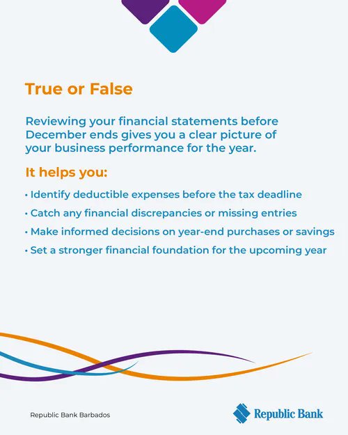 republicbankbb's tweet image. Is your business ready for the end of the year? 🎯 Put your skills to the test with this trivia. 💡 Comment your answer below!