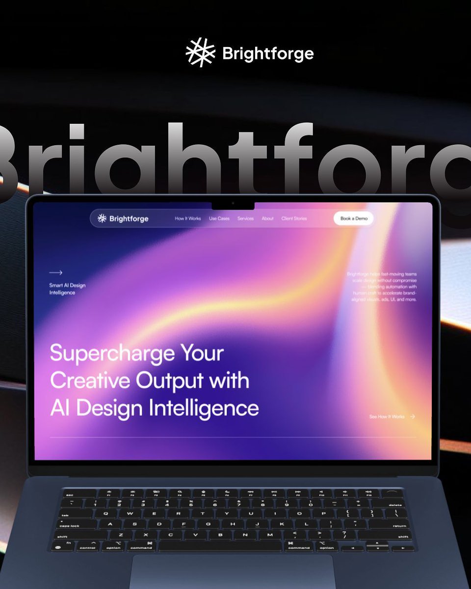 sagetlab's tweet photo. Brightforge: an AI-first design consultancy concept that scales creative output while keeping craft and brand integrity. 

#WebDesign #AIDesign #BrandDesign #UIDesign #DesignStudio #CreativeAutomation #ProductDesign #landingpage #landingpagedesign #UIExploration #AIDrivenDesign https://t.co/knqF8xtpc7