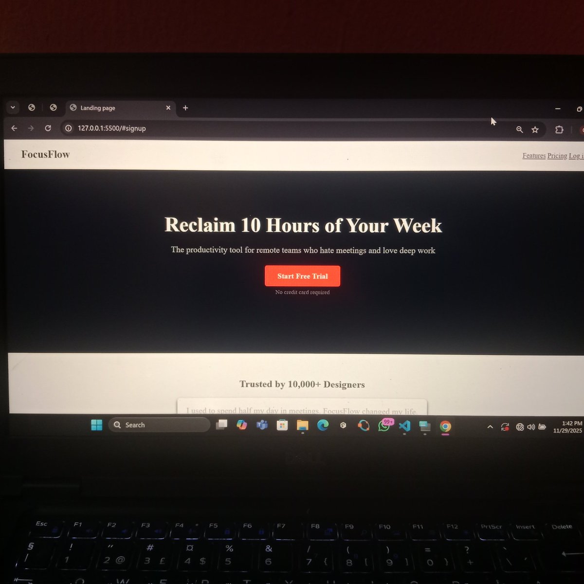asteech_web3's tweet image. I just finished building a landing page from scratch, and something clicked for me: visual hierarchy matters more than I thought.

People don’t read websites straight through , they jump around.
So I used CSS to guide that flow:

→Typography: Bigger, bolder headline so it’s the…