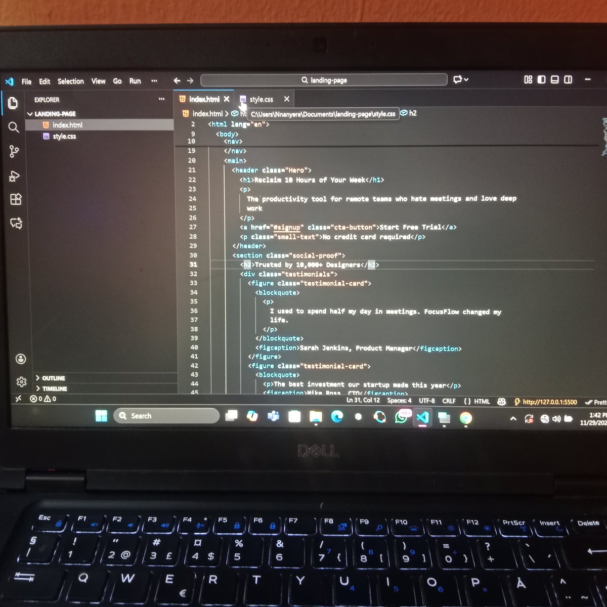 asteech_web3's tweet image. I just finished building a landing page from scratch, and something clicked for me: visual hierarchy matters more than I thought.

People don’t read websites straight through , they jump around.
So I used CSS to guide that flow:

→Typography: Bigger, bolder headline so it’s the…