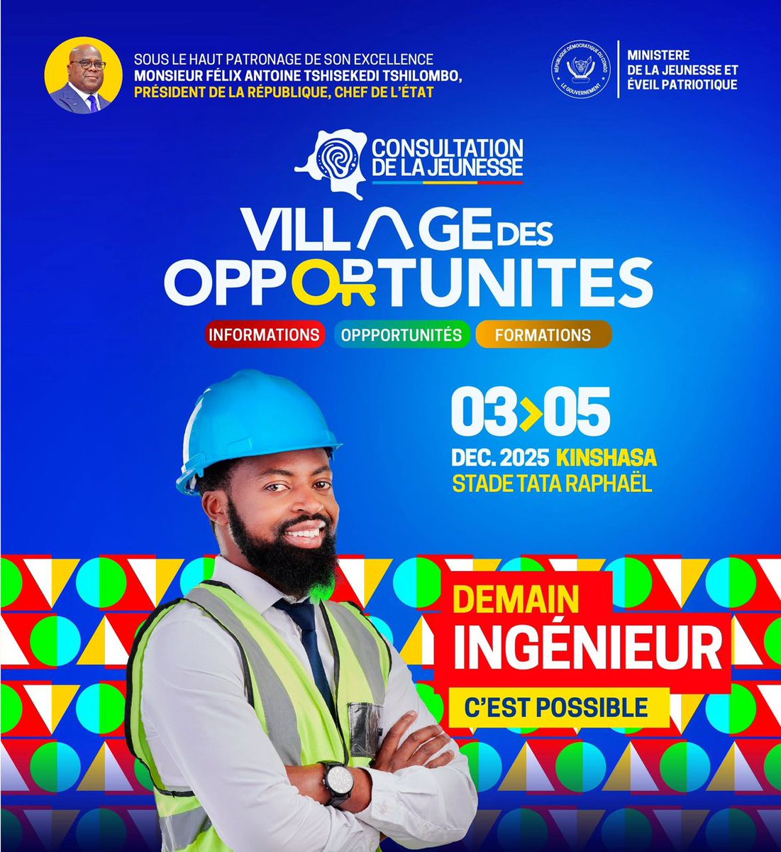 le rendez-vous de la jeunesse congolaise pour de nouvelles opportunités. 

Communication et Médias CNJ-RDC.