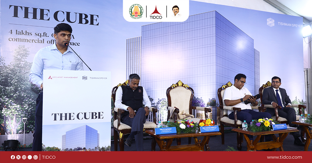 TIDCO_1965's tweet photo. The bhoomi pooja of THE CUBE, a ₹280-crore Grade-A commercial office development by Tishman Speyer in partnership with Axis CRE Fund, was held on 27 November 2025 @ FinTech City, Nandambakkam.
#TIDCO #TamilNadu #InvestInTN #VentureCatalyst
#FinTechCity #Infrastructure #FinTech https://t.co/4srmOuMfBM