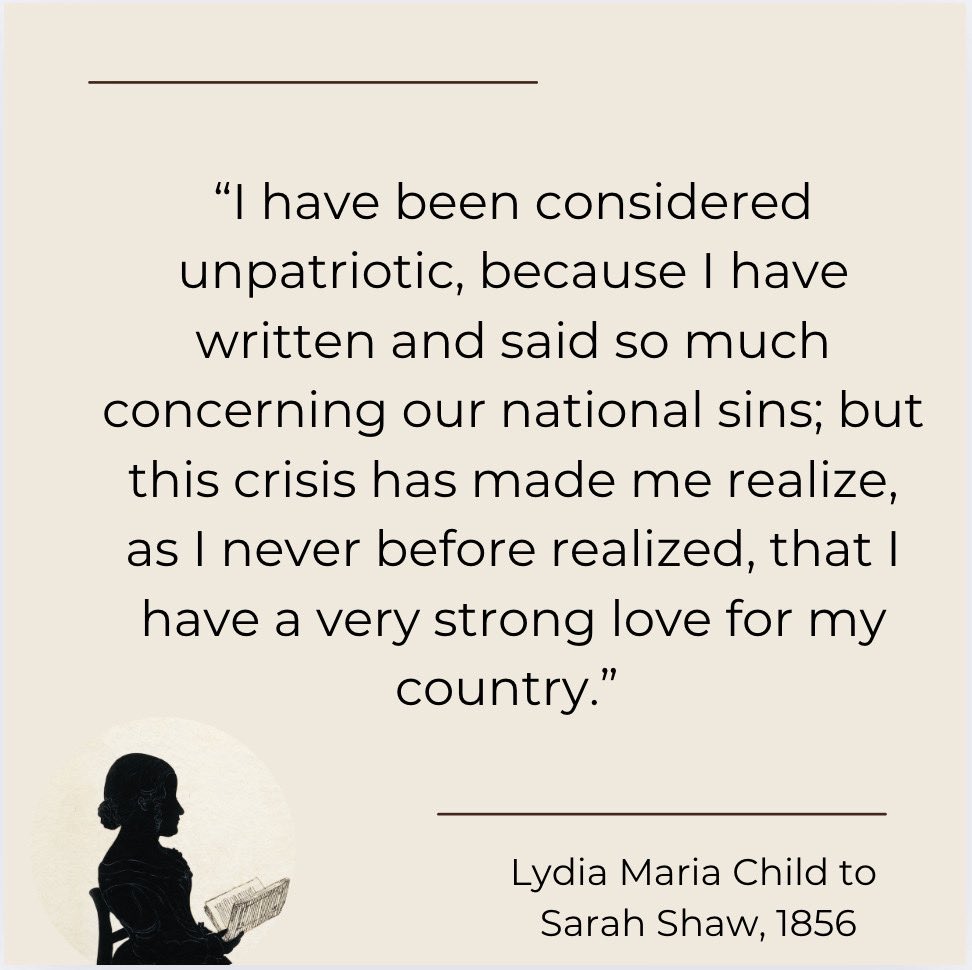 Historian of abolition here, on this Thanksgiving weekend words to remember in these fraught times from abolitionist feminist Lydia Maria Child.