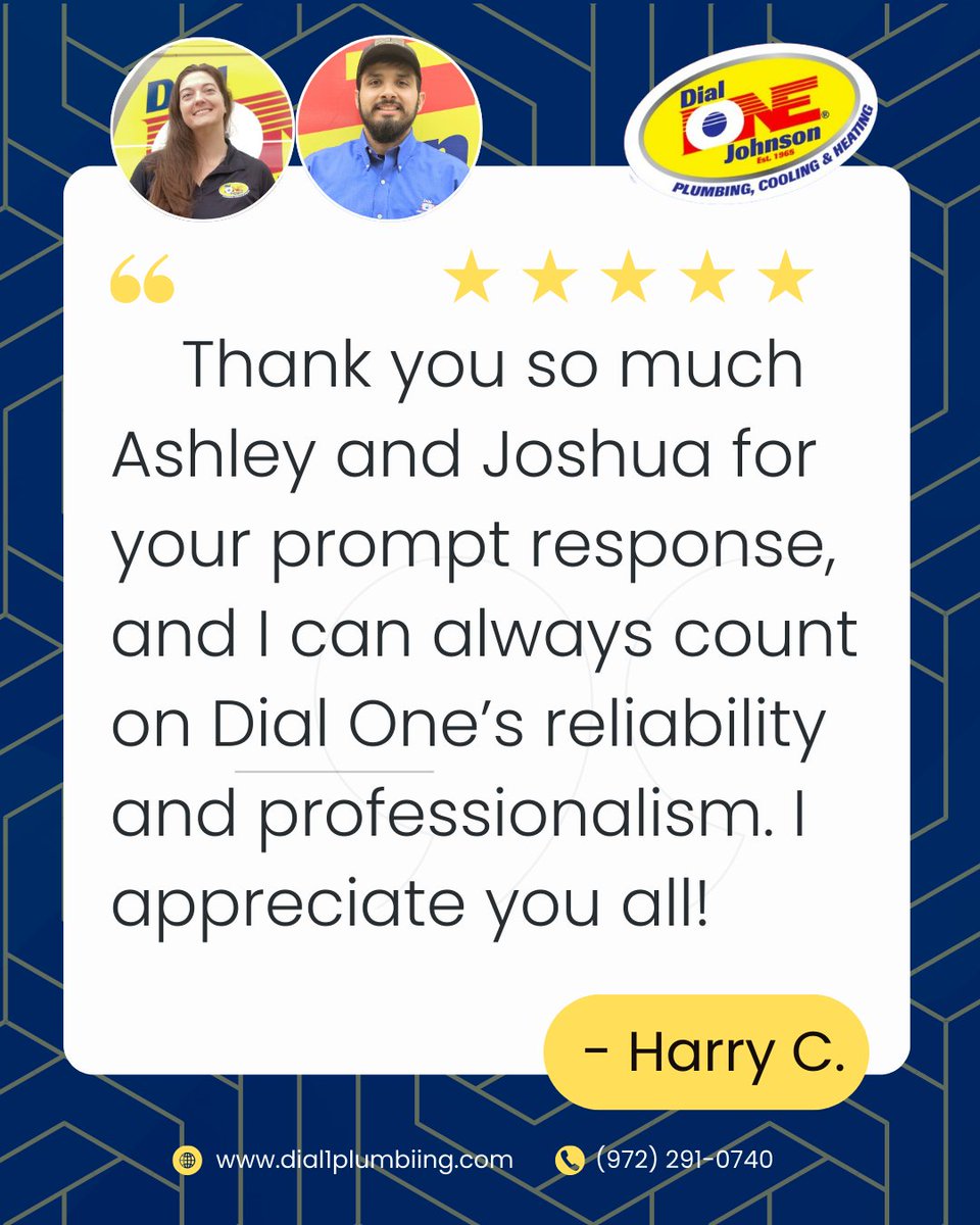 Dial1Plumbing's tweet image. Another great experience in Cedar Hill! Ashley jumped on the call right away, &amp;amp; Joshua got the water heater back up and running. That’s the reliability &amp;amp; professionalism you can always expect from Dial One. 🙌🔥
#DialOneDifference #FiveStarService #CedarHillTX #HappyHomeowner