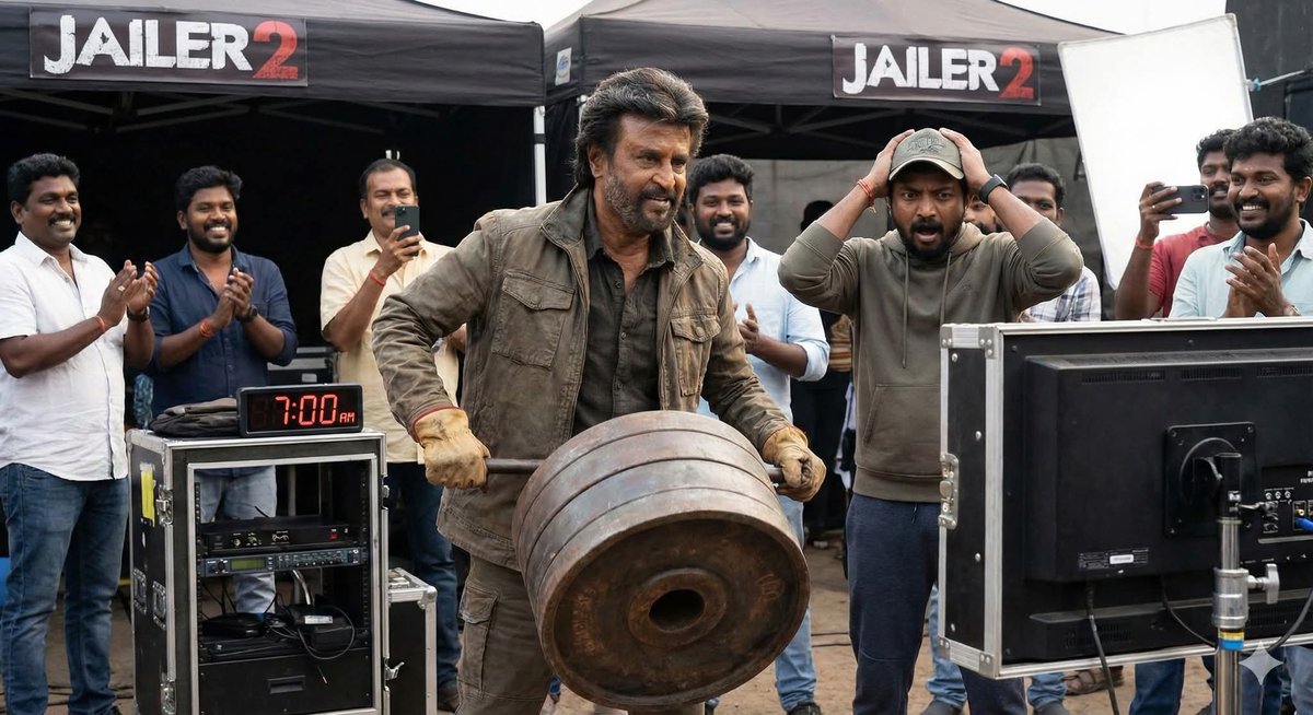 #Jailer2 Shooting Spot Vibe 🔥🤯 | Nelson Shocked, Thalaivar Rocked! 👑

A high-octane scene required #SuperstarRajinikanth to lift a massive weight, flip it fully, and place it upside down! 💪🔥
Nelson shot the close-ups and planned to use a dupe for the tough part…

But the