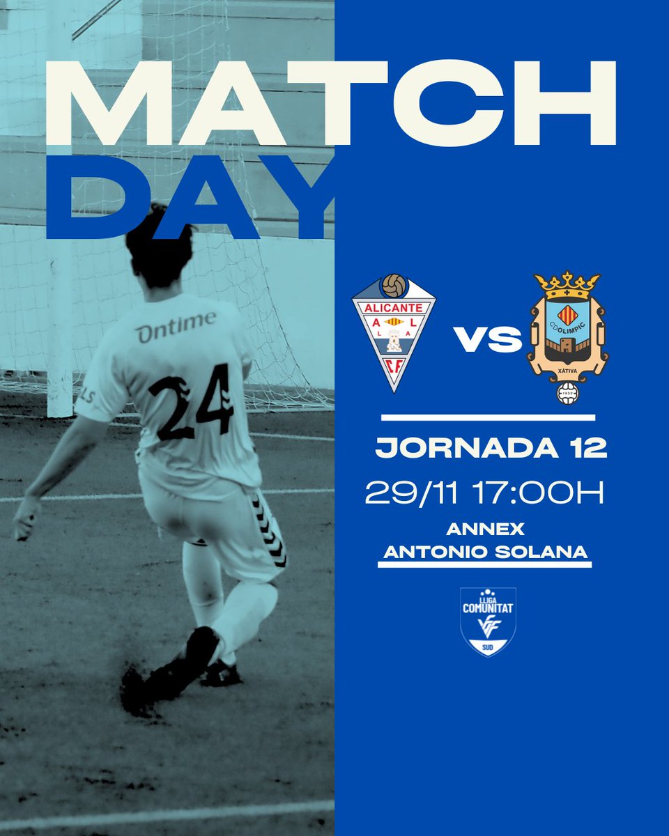 CD_Olimpic's tweet photo. ✅ UNO MÉS ✅

📆 Dissabte 29 de novembre

🕢 17:00 hores

🏆 Lliga À Punt Comunitat

🆚 CFI Alicante

🏟️ Annex - Antonio Solana

📍 Alacant

#CDOlimpic #LaMurta #xativa https://t.co/WUVxQPaSys