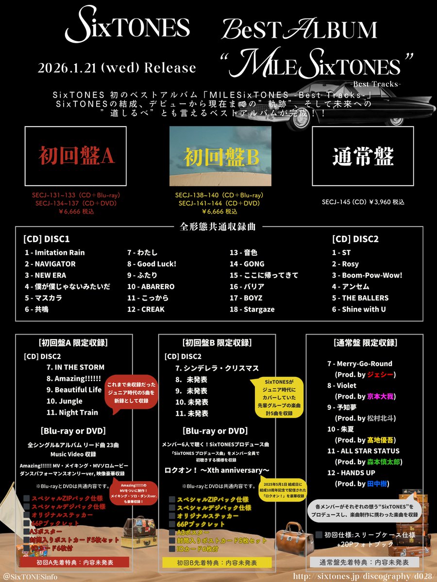 SixTONES 初のベストアルバム 「MILESixTONES -Best Tracks-」1.21