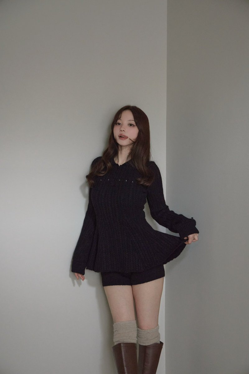 Dada cable set up color ivory/black ¥19800-tax in ミニドレスと