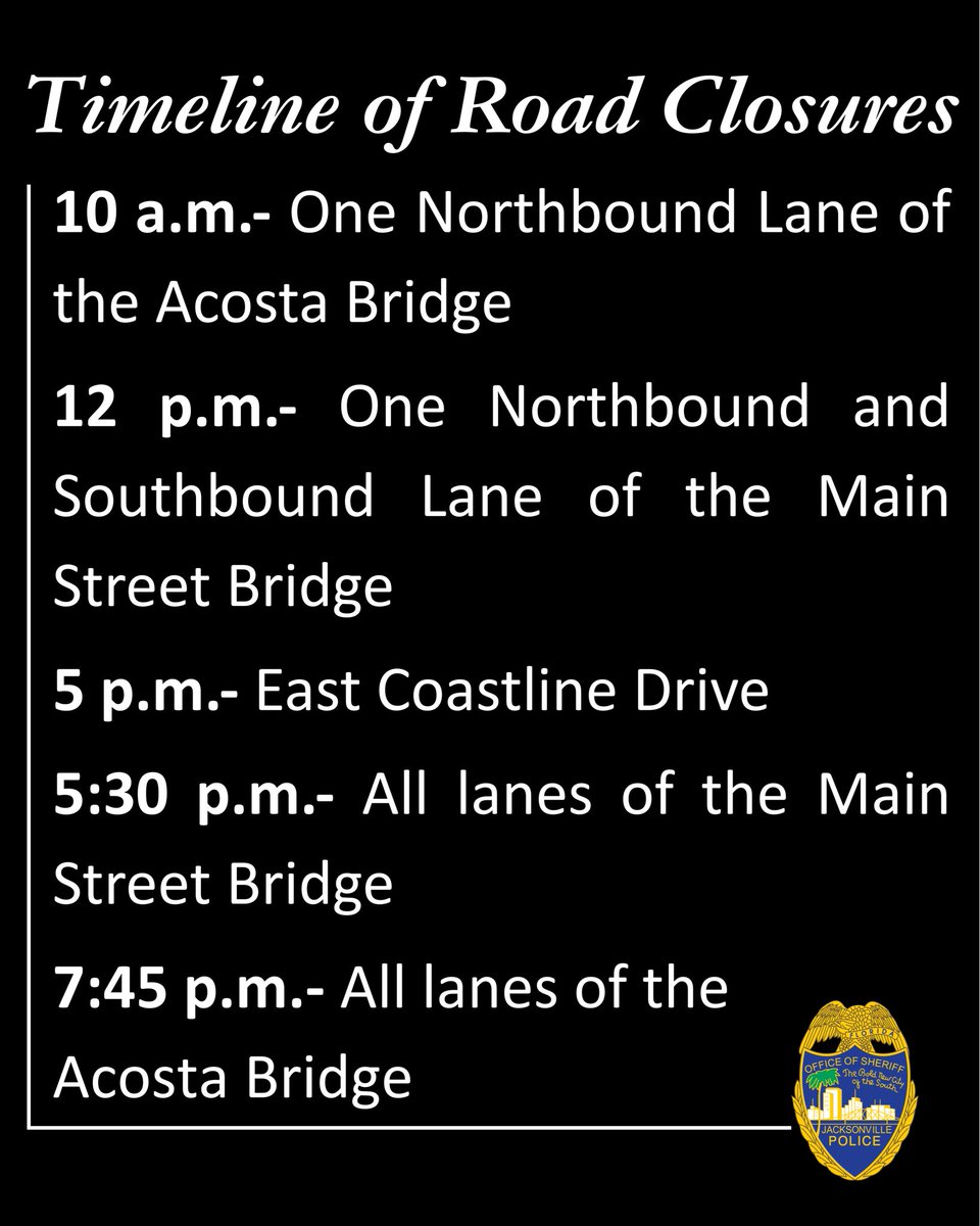 JSOPIO's tweet image. 𝐀 𝐕𝐄𝐑𝐘 𝐌𝐄𝐑𝐑𝐘 𝐓𝐑𝐀𝐅𝐅𝐈𝐂 𝐀𝐋𝐄𝐑𝐓
Today is Jacksonville’s Holiday River Fest with the City’s Christmas Tree Lighting, Light Boat Parade, and Fireworks Display. We know everyone is excited for the festivities, but in order to make these magical moments a reality, we…