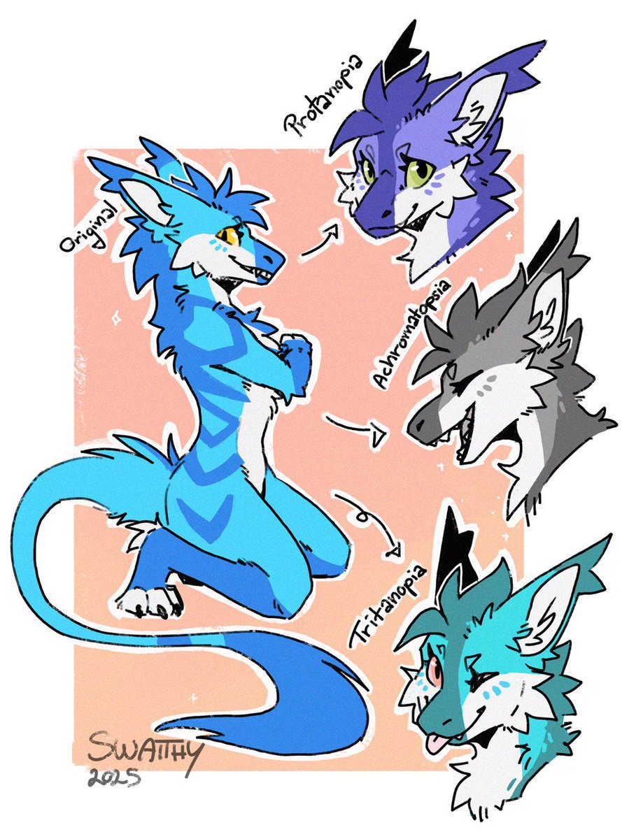 Swatthy_'s tweet image. Colorblind versions of my creature