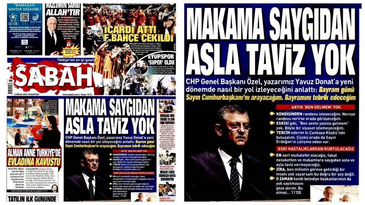 Beyni boş olanın yalanı bitmez; utanma duygusu olmayanın da ne arı kalır ne edebi.
Gazetecilik ve televizyonculuğu para karşılığı kendi trol ordusuna dönüştüren Mesir Macuncu Özgür, Sabah gazetesine röportaj verince bunu kendine hak görür; Sayın Kemal Kılıçdaroğlu röportaj