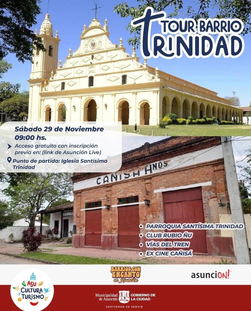 En #DespuésDelMate conversamos con la🗣️ Lic. Yeruti Michalik, jefa del Departamento de Turismo de <a href="/CulturaAsu/">CulturaAsu</a> 
🔹Barrios con Encanto: hoy se realiza el tour por el Barrio Trinidad, desde las 9 h 

📍Punto de Partida Iglesia Santísima Trinidad