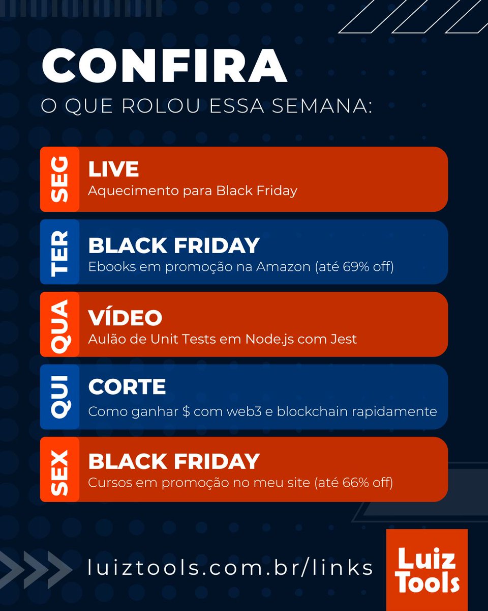 luiztools's tweet image. Confira todas as novidades que rolaram esta semana. Teve live, vídeos no canal, posts no blog...

luiztools.com.br/links

#criptomoedas #web3 #blockchain #javascript #nodejs #softwaredeveloper