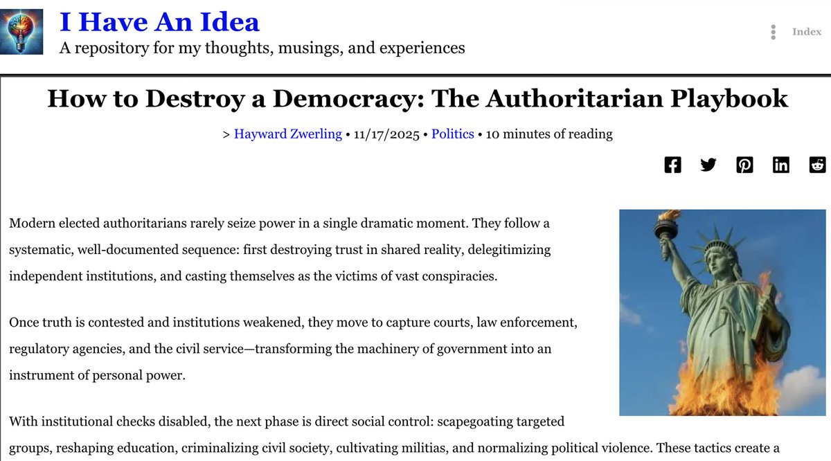 hzwerling's tweet image. Trump/GOP have lit the 🔥 to burned down our democracy and is building an autocracy per: 
ihaveanidea.us/authoritarianp…

As Thomas Paine said in Common Sense (1775): 

“We have it in our power to begin the world over again.”

Here is a starting point:
ihaveanidea.us/op-ed_governor…