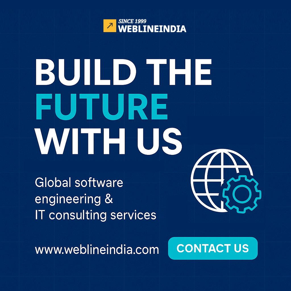WeblineIndia's tweet image. Build smarter with global software engineering &amp;amp; IT consulting experts. Let’s turn your vision into reality.

👉 weblineindia.com/contact-us.html

#SoftwareDevelopment #TechInnovation #ITConsulting