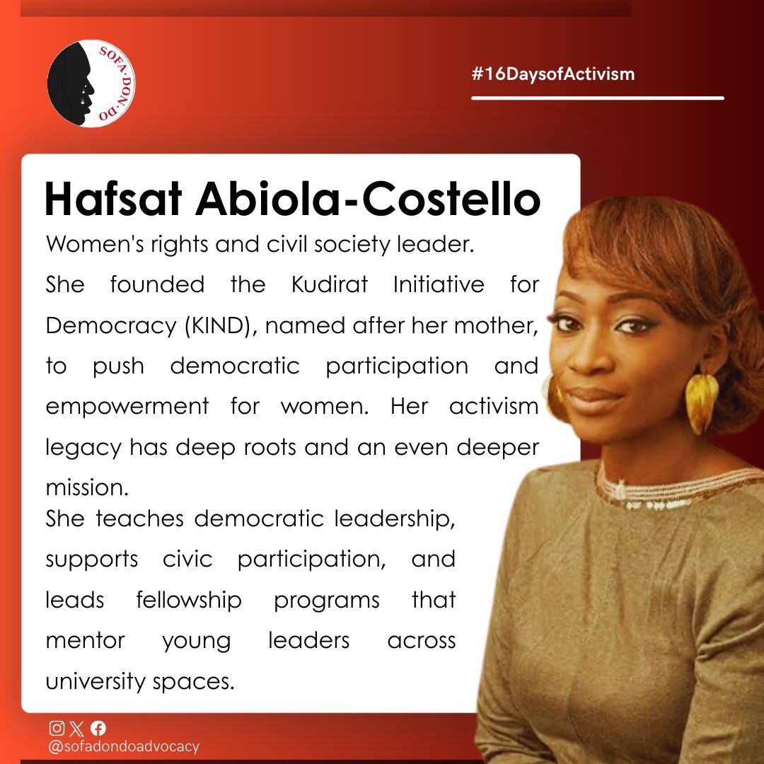 sofadondo's tweet image. On this International Day for Women Human Rights Defenders  during the #16DaysOfActivism, we  honour @obyezeks @AishaYesufu @hauwa_ojeifo @HafsatKIND for bravely confronting #GBV, often at great personal risk.

#SofaDonDo #Volunteers #GBV #humanrights #genderbasedviolence