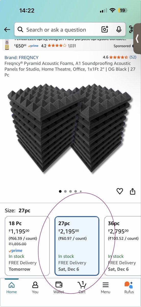 itznirmal's tweet photo. @amazonIN any reason why your math doesn’t add up ?  2195/27=81.296 not 61.

Everyone please don’t blindly trust the price per count and make shopping decisions . Pls manually check once . #amazon #onlineshopping #math https://t.co/yCGCTKeTEY