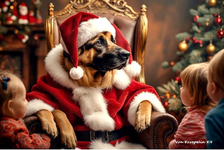 Christmas is on it's way, Children stand in line to see Santa Paws,  " And Rhat do you Ront for Christmas Riddle Girl"?